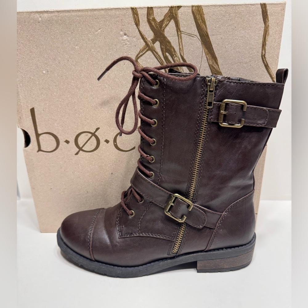 b.o.c. Dark Brown Lace-Up Boots with Buckles